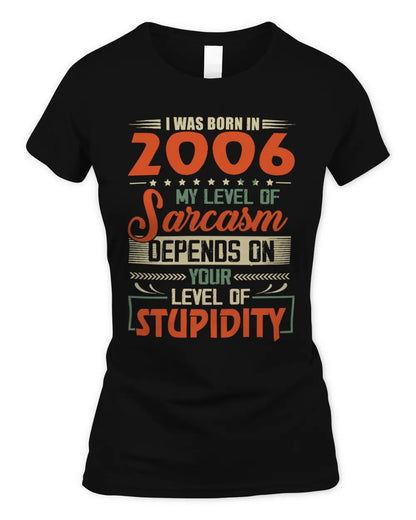 2006 HH89-K2 – Vintage Born to Be Sarcastic T-Shirt - Women's Standard T-Shirt - Black