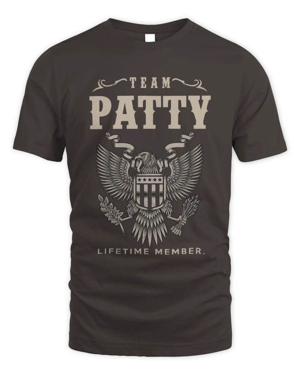 PATTY TP06-K82 – Personalized Classic Style Apparel “Team NAME Lifetime Member” - Unisex Standard T-Shirt - Dark Chocolate