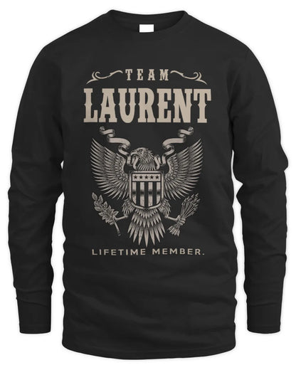 LAURENT TP06-K82 – Personalized Classic Style Apparel “Team NAME Lifetime Member” - Men's Long Sleeved T-Shirt - Black