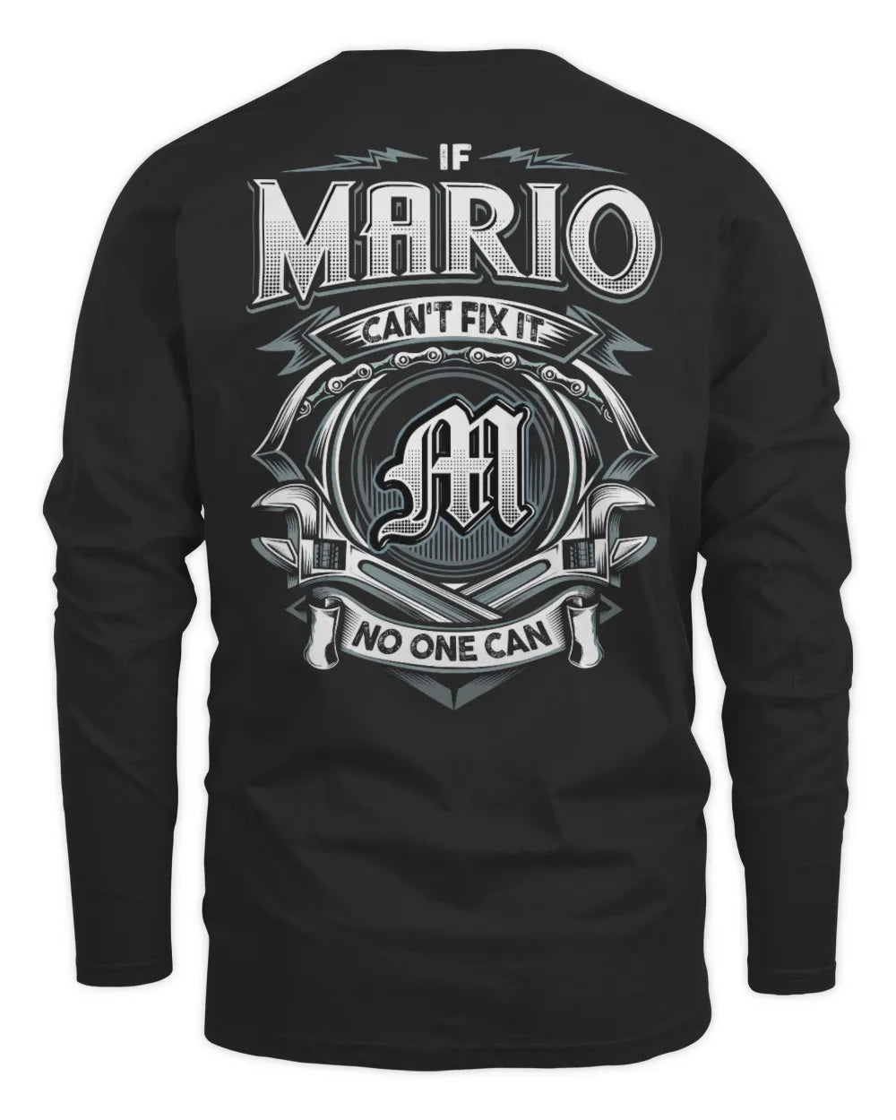 MARIO AP81-K4-626 - Personalized Ahmed Quote Apparel “If Ahmed Can't Fix It, No One Can” - Men's Long Sleeved T-Shirt - Black