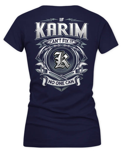 KARIM AP81-K4-626 - Personalized Ahmed Quote Apparel “If Ahmed Can't Fix It, No One Can” - Women's V-Neck T-Shirt - Navy