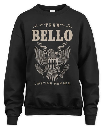 BELLO TP06-K82 – Personalized Classic Style Apparel “Team NAME Lifetime Member” - Unisex Sweatshirt - Black