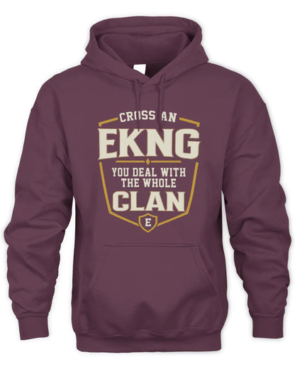 EKNG NT1-K008 Cross A/An NAME, You Deal With the Whole Clan | Personalized Vintage T-Shirt - Unisex Hoodie - Maroon