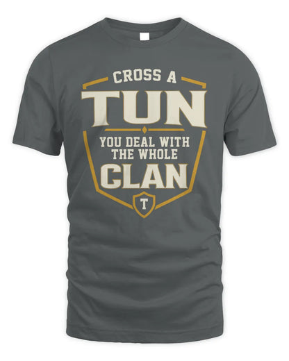 TUN NT1-K008 Cross A/An NAME, You Deal With the Whole Clan | Personalized Vintage T-Shirt - Unisex Standard T-Shirt - Charcoal