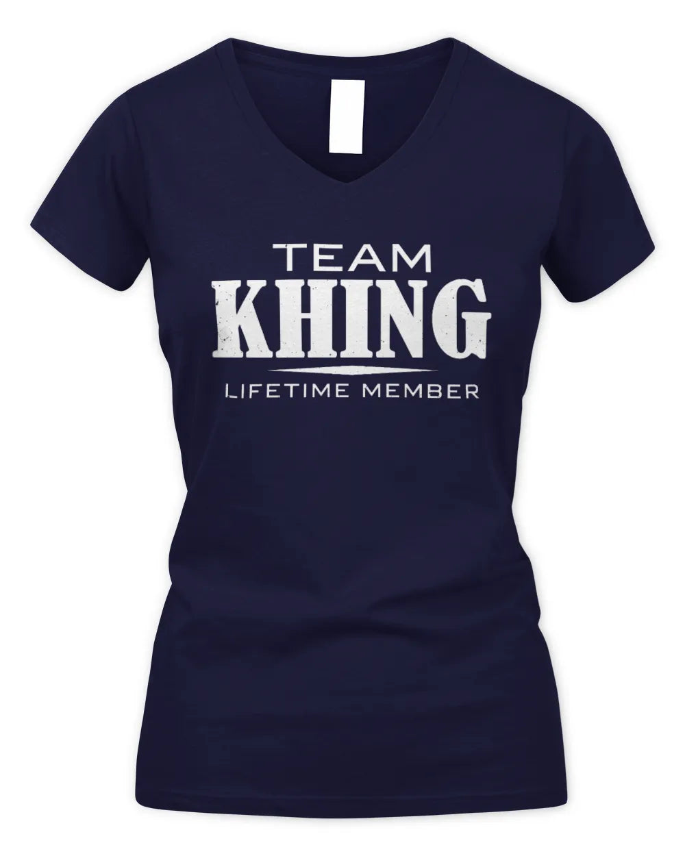 KHING BL62-K4-128 - Personalized “Team NAME Lifetime Member” - Women's V-Neck T-Shirt - Navy