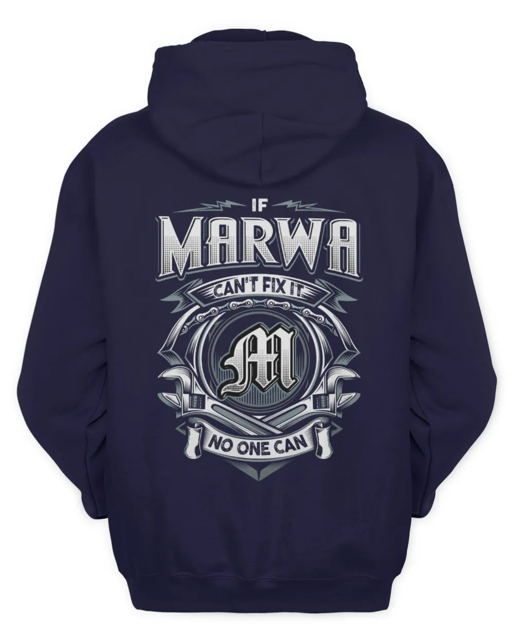 MARWA AP81-K4-626 - Personalized Ahmed Quote Apparel “If Ahmed Can't Fix It, No One Can” - Unisex Hoodie - Navy