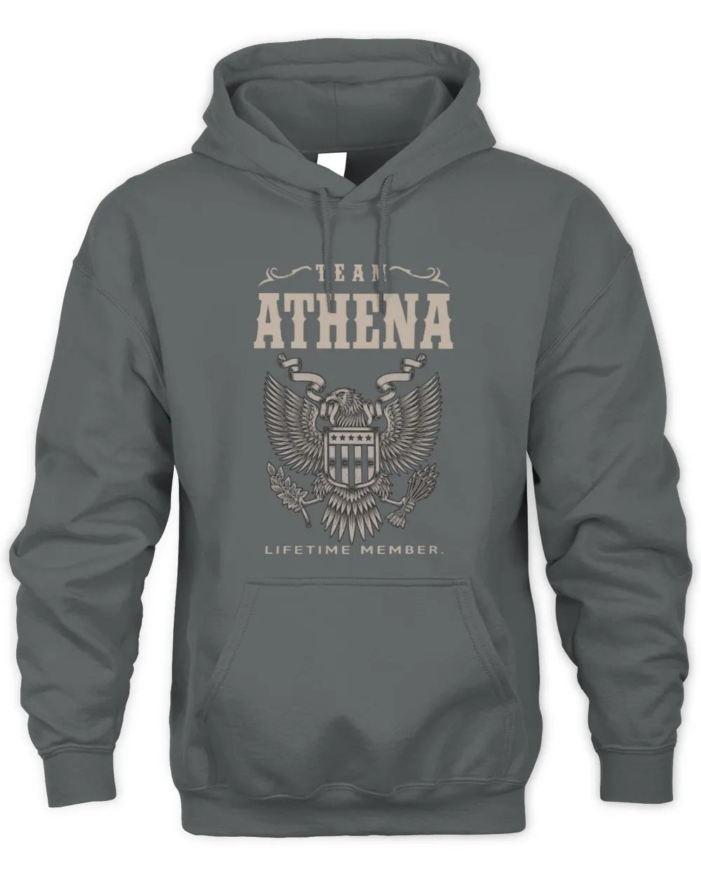 ATHENA TP06-K82 – Personalized Classic Style Apparel “Team NAME Lifetime Member” - Unisex Hoodie - Charcoal