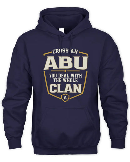 ABU NT1-K008 Cross A/An NAME, You Deal With the Whole Clan | Personalized Vintage T-Shirt - Unisex Hoodie - Navy