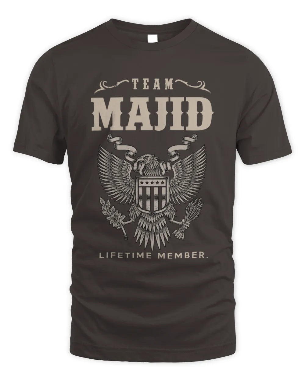 MAJID TP06-K82 – Personalized Classic Style Apparel “Team NAME Lifetime Member” - Unisex Standard T-Shirt - Dark Chocolate