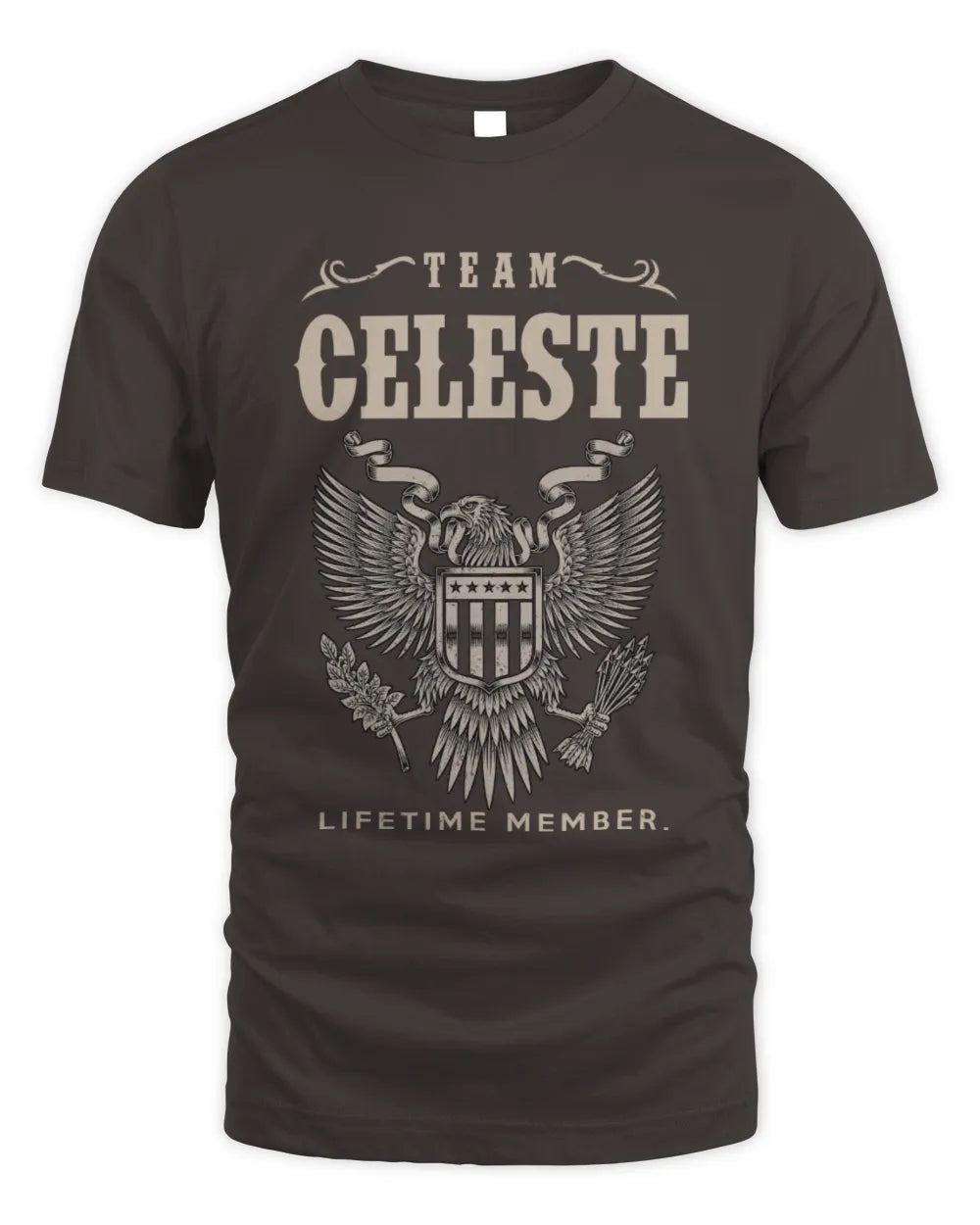 CELESTE TP06-K82 – Personalized Classic Style Apparel “Team NAME Lifetime Member” - Unisex Standard T-Shirt - Dark Chocolate