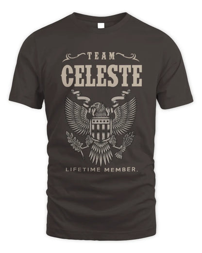 CELESTE TP06-K82 – Personalized Classic Style Apparel “Team NAME Lifetime Member” - Unisex Standard T-Shirt - Dark Chocolate
