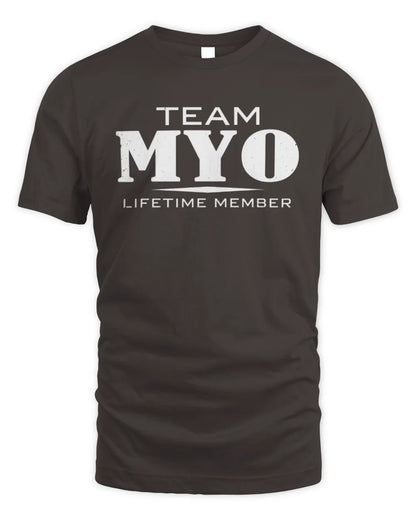 MYO BL62-K4-128 - Personalized “Team NAME Lifetime Member” - Unisex Standard T-Shirt - Dark Chocolate