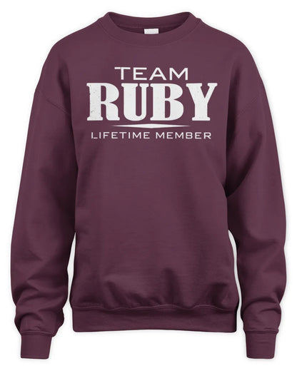 RUBY BL62-K4-128 - Personalized “Team NAME Lifetime Member” - Unisex Sweatshirt - Maroon