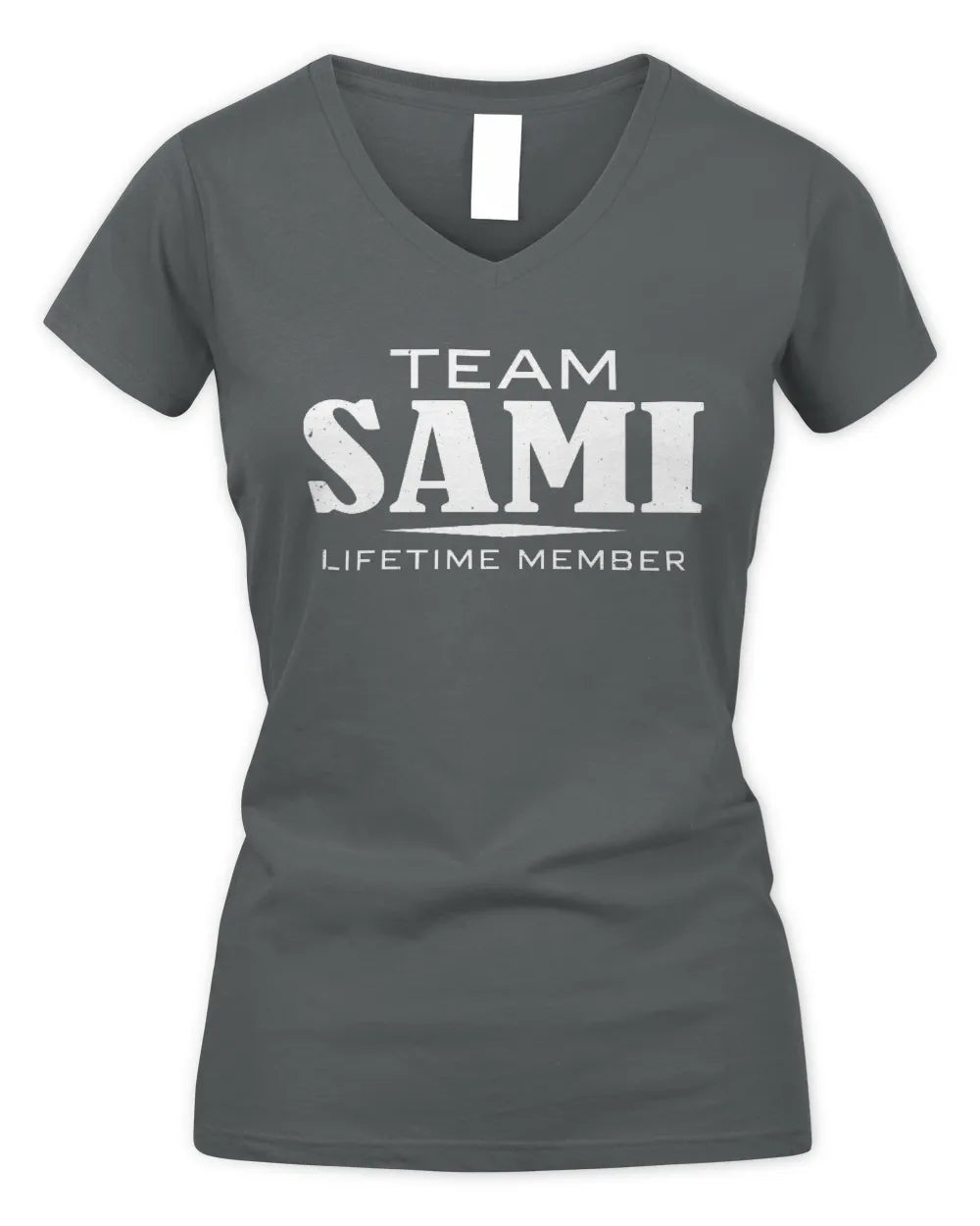 SAMI BL62-K4-128 - Personalized “Team NAME Lifetime Member” - Women's V-Neck T-Shirt - Charcoal