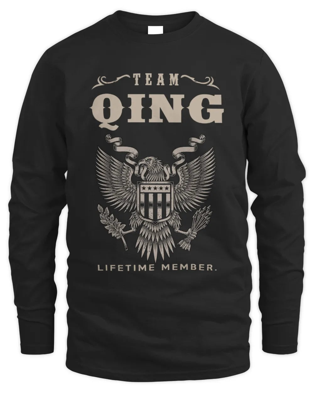 QING TP06-K82 – Personalized Classic Style Apparel “Team NAME Lifetime Member” - Men's Long Sleeved T-Shirt - Black