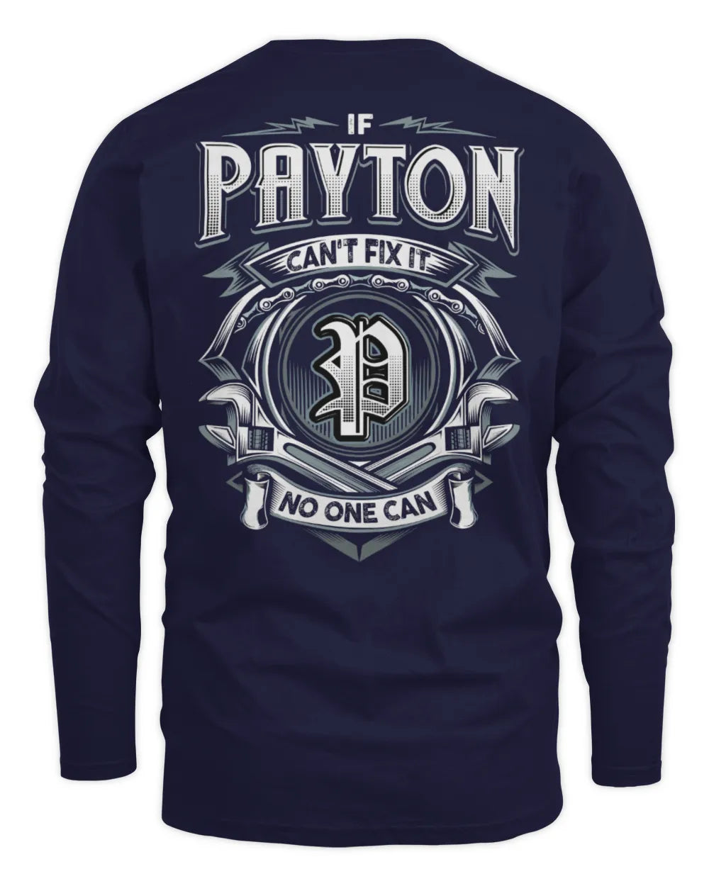 PAYTON AP81-K4-626 - Personalized Ahmed Quote Apparel “If Ahmed Can't Fix It, No One Can” - Men's Long Sleeved T-Shirt - Navy