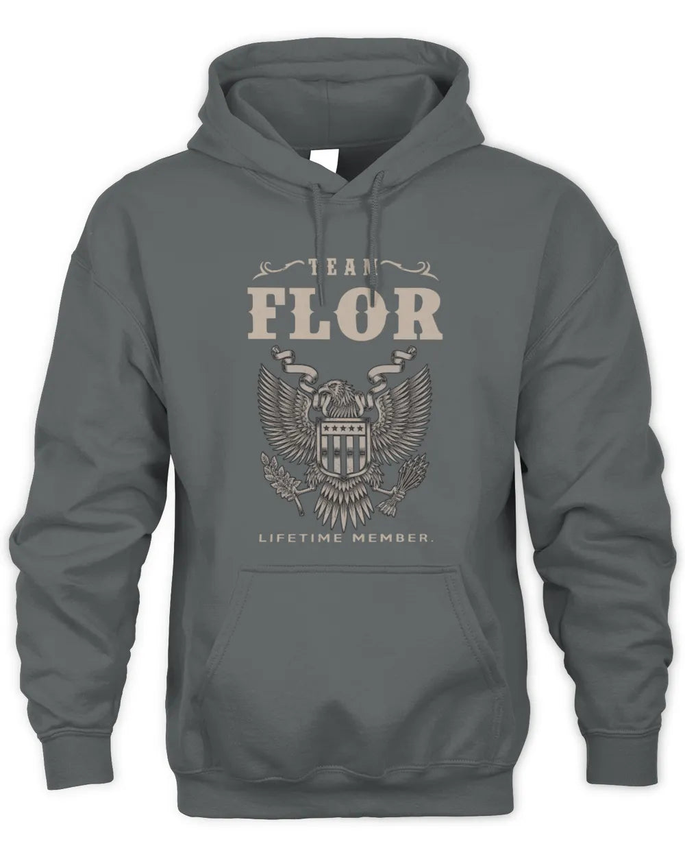 FLOR TP06-K82 – Personalized Classic Style Apparel “Team NAME Lifetime Member” - Unisex Hoodie - Charcoal