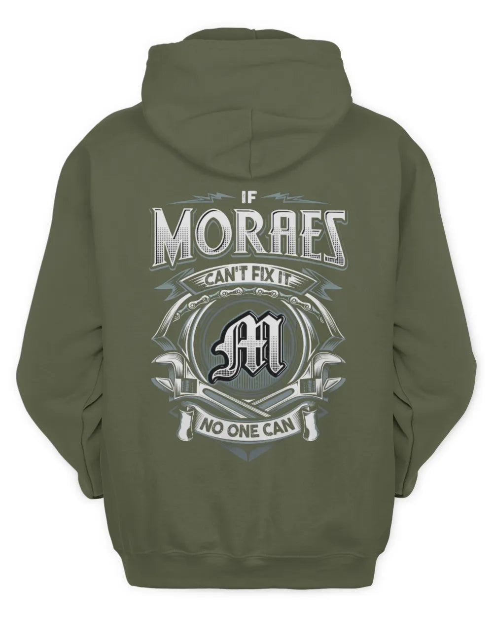 MORAES AP81-K4-626 - Personalized Ahmed Quote Apparel “If Ahmed Can't Fix It, No One Can” - Unisex Hoodie - Military Green