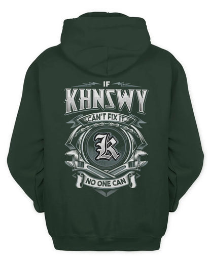 KHNSWY AP81-K4-626 - Personalized Ahmed Quote Apparel “If Ahmed Can't Fix It, No One Can” - Unisex Hoodie - Forest Green