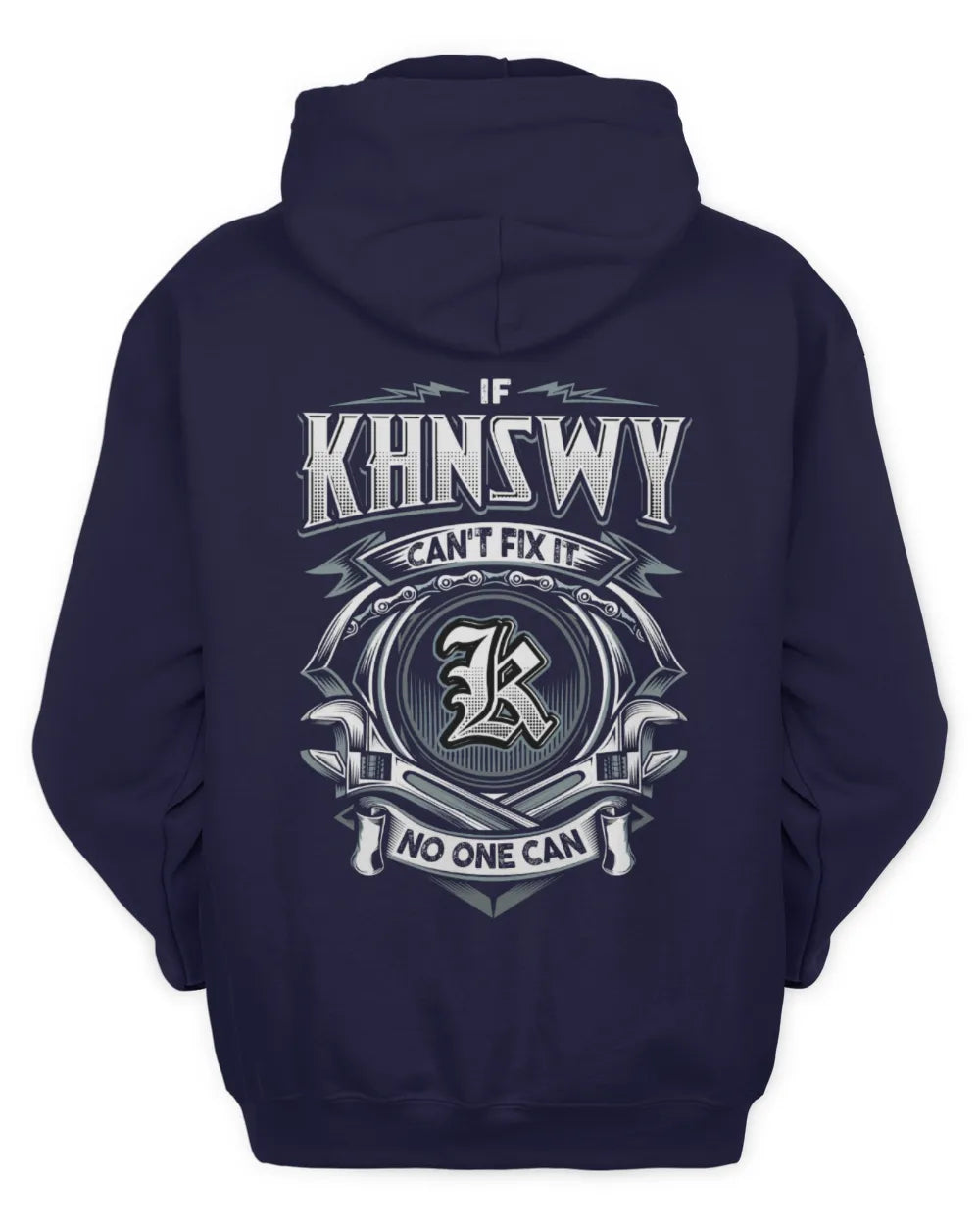 KHNSWY AP81-K4-626 - Personalized Ahmed Quote Apparel “If Ahmed Can't Fix It, No One Can” - Unisex Hoodie - Navy