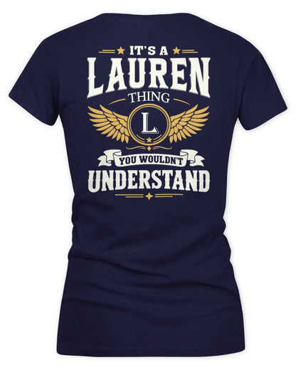 LAUREN KT06-M008 It’s a [NAME] Thing – You Wouldn’t Understand | Personalized Vintage T-Shirt - Women's V-Neck T-Shirt - Navy