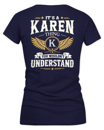 KAREN KT06-M008 It’s a [NAME] Thing – You Wouldn’t Understand | Personalized Vintage T-Shirt - Women's V-Neck T-Shirt - Navy