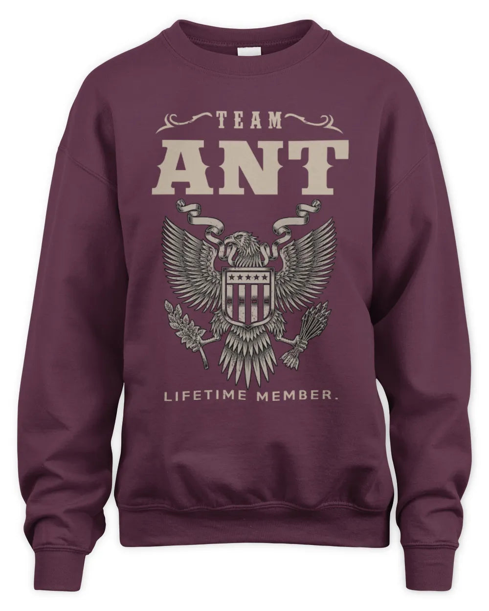 ANT TP06-K82 – Personalized Classic Style Apparel “Team NAME Lifetime Member” - Unisex Sweatshirt - Maroon