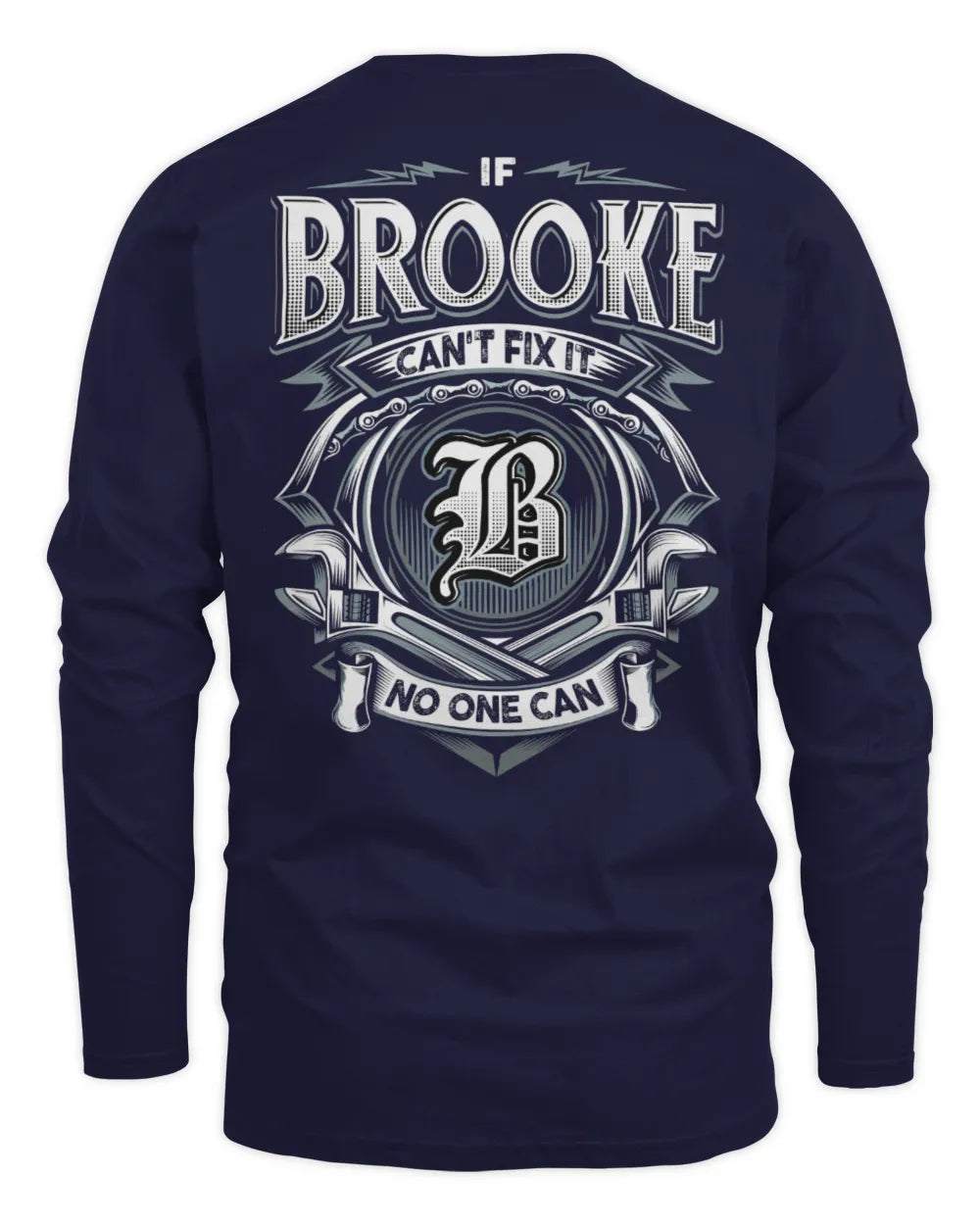BROOKE AP81-K4-626 - Personalized Ahmed Quote Apparel “If Ahmed Can't Fix It, No One Can” - Men's Long Sleeved T-Shirt - Navy