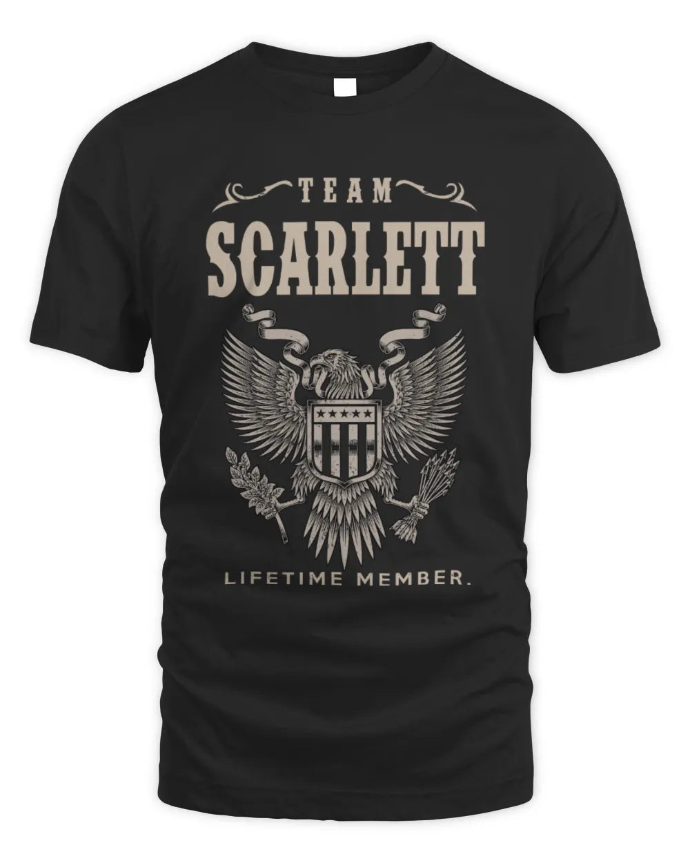 SCARLETT TP06-K82 – Personalized Classic Style Apparel “Team NAME Lifetime Member” - Unisex Standard T-Shirt - Black