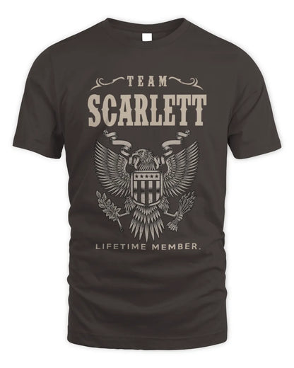 SCARLETT TP06-K82 – Personalized Classic Style Apparel “Team NAME Lifetime Member” - Unisex Standard T-Shirt - Dark Chocolate