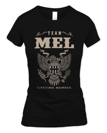 MEL TP06-K82 – Personalized Classic Style Apparel “Team NAME Lifetime Member” - Women's Standard T-Shirt - Black