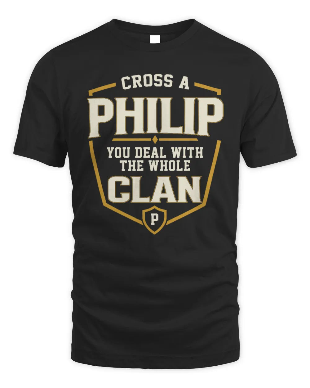 PHILIP NT1-K008 Cross A/An NAME, You Deal With the Whole Clan | Personalized Vintage T-Shirt - Unisex Standard T-Shirt - Black