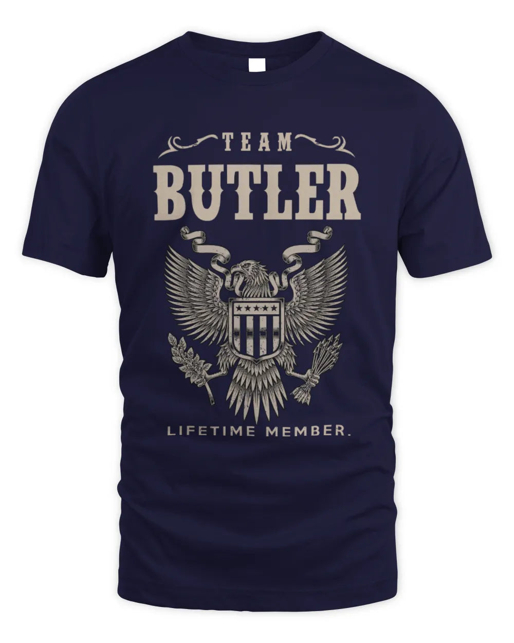 BUTLER TP06-K82 – Personalized Classic Style Apparel “Team NAME Lifetime Member” - Unisex Standard T-Shirt - Navy