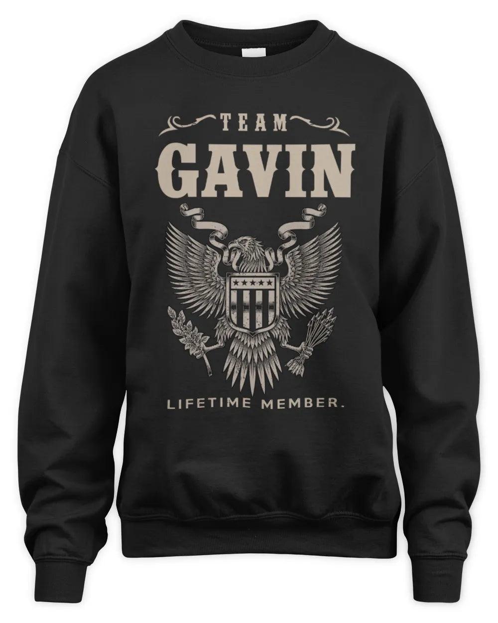 GAVIN TP06-K82 – Personalized Classic Style Apparel “Team NAME Lifetime Member” - Unisex Sweatshirt - Black