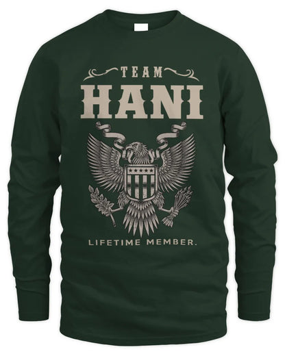 HANI TP06-K82 – Personalized Classic Style Apparel “Team NAME Lifetime Member” - Men's Long Sleeved T-Shirt - Forest Green