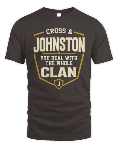 JOHNSTON NT1-K008 Cross A/An NAME, You Deal With the Whole Clan | Personalized Vintage T-Shirt - Unisex Standard T-Shirt - Dark Chocolate