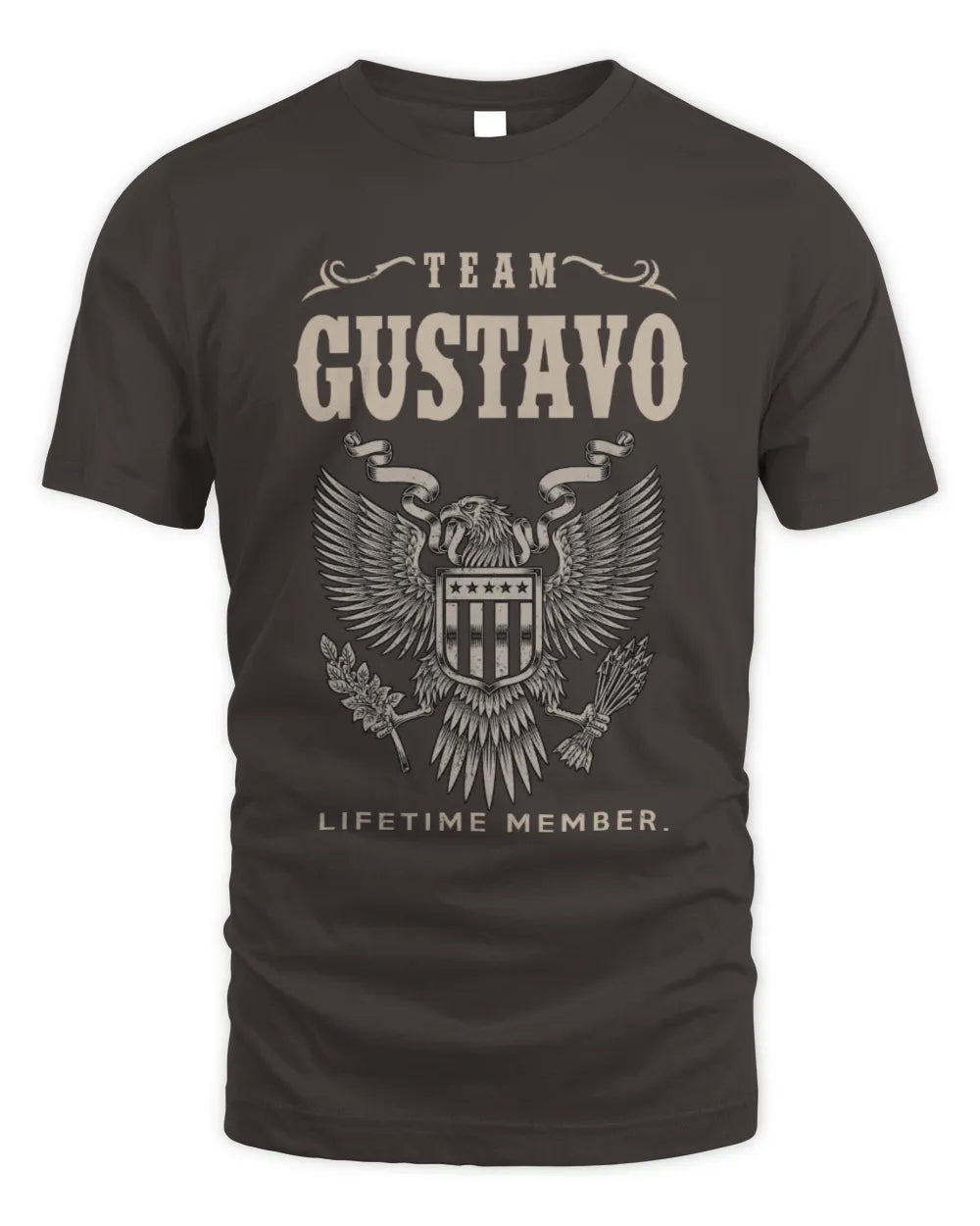 GUSTAVO TP06-K82 – Personalized Classic Style Apparel “Team NAME Lifetime Member” - Unisex Standard T-Shirt - Dark Chocolate