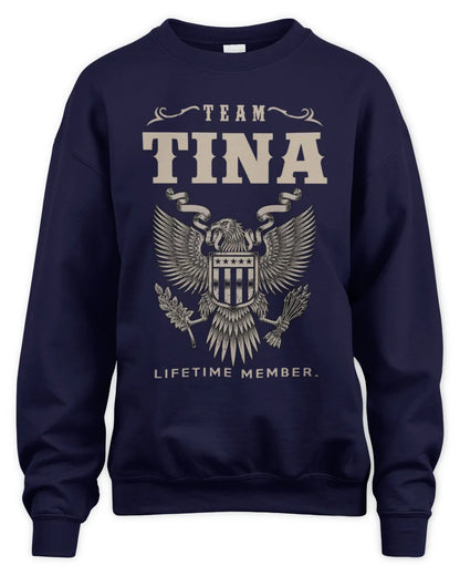 TINA TP06-K82 – Personalized Classic Style Apparel “Team NAME Lifetime Member” - Unisex Sweatshirt - Navy