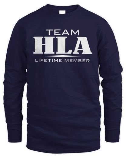 HLA BL62-K4-128 - Personalized “Team NAME Lifetime Member” - Men's Long Sleeved T-Shirt - Navy