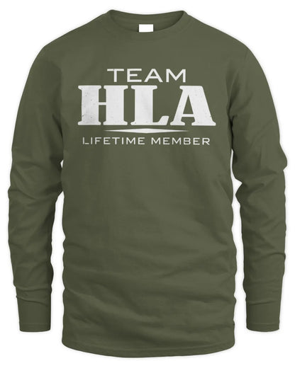 HLA BL62-K4-128 - Personalized “Team NAME Lifetime Member” - Men's Long Sleeved T-Shirt - Military Green