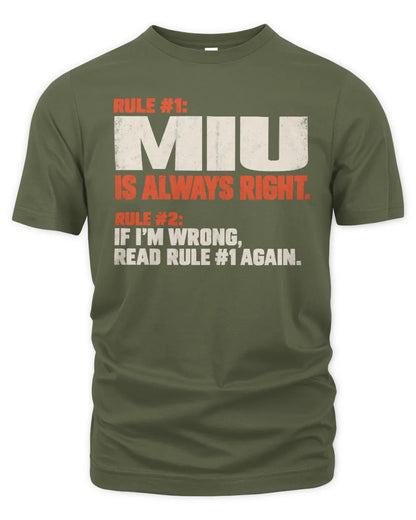 MIU NP1-H006 - Always Right Personalized Name T-Shirt – Funny Custom Name Shirt - Unisex Standard T-Shirt - Military Green