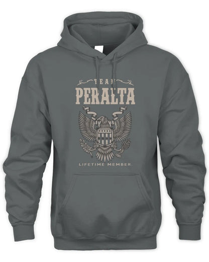 PERALTA TP06-K82 – Personalized Classic Style Apparel “Team NAME Lifetime Member” - Unisex Hoodie - Charcoal