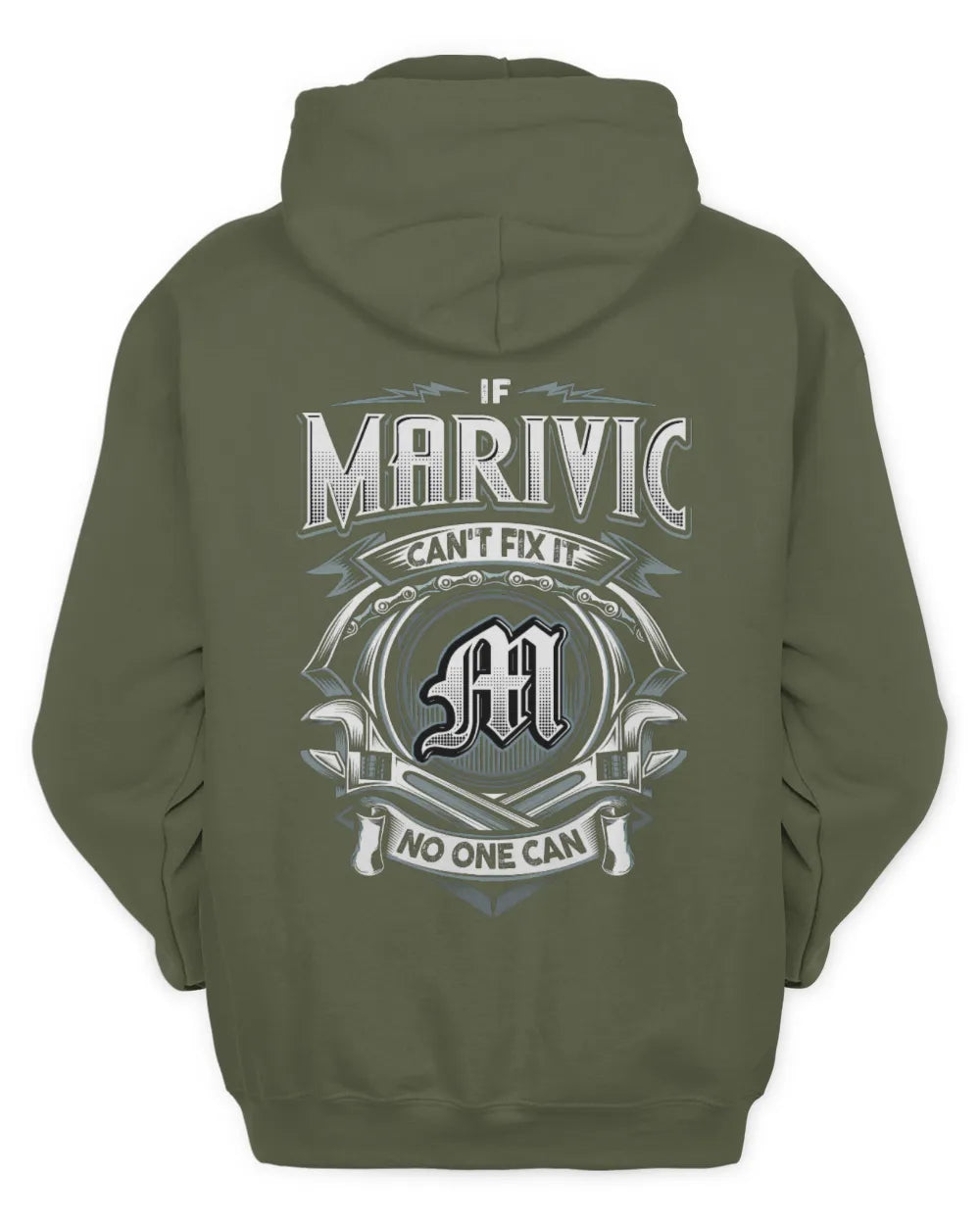 MARIVIC AP81-K4-626 - Personalized Ahmed Quote Apparel “If Ahmed Can't Fix It, No One Can” - Unisex Hoodie - Military Green
