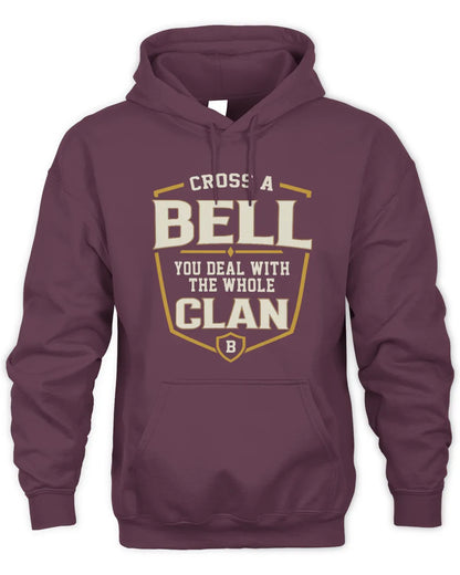 BELL NT1-K008 Cross A/An NAME, You Deal With the Whole Clan | Personalized Vintage T-Shirt - Unisex Hoodie - Maroon