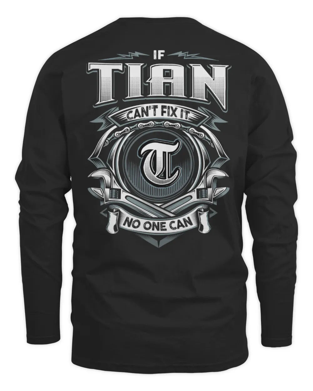 TIAN AP81-K4-626 - Personalized Ahmed Quote Apparel “If Ahmed Can't Fix It, No One Can” - Men's Long Sleeved T-Shirt - Black
