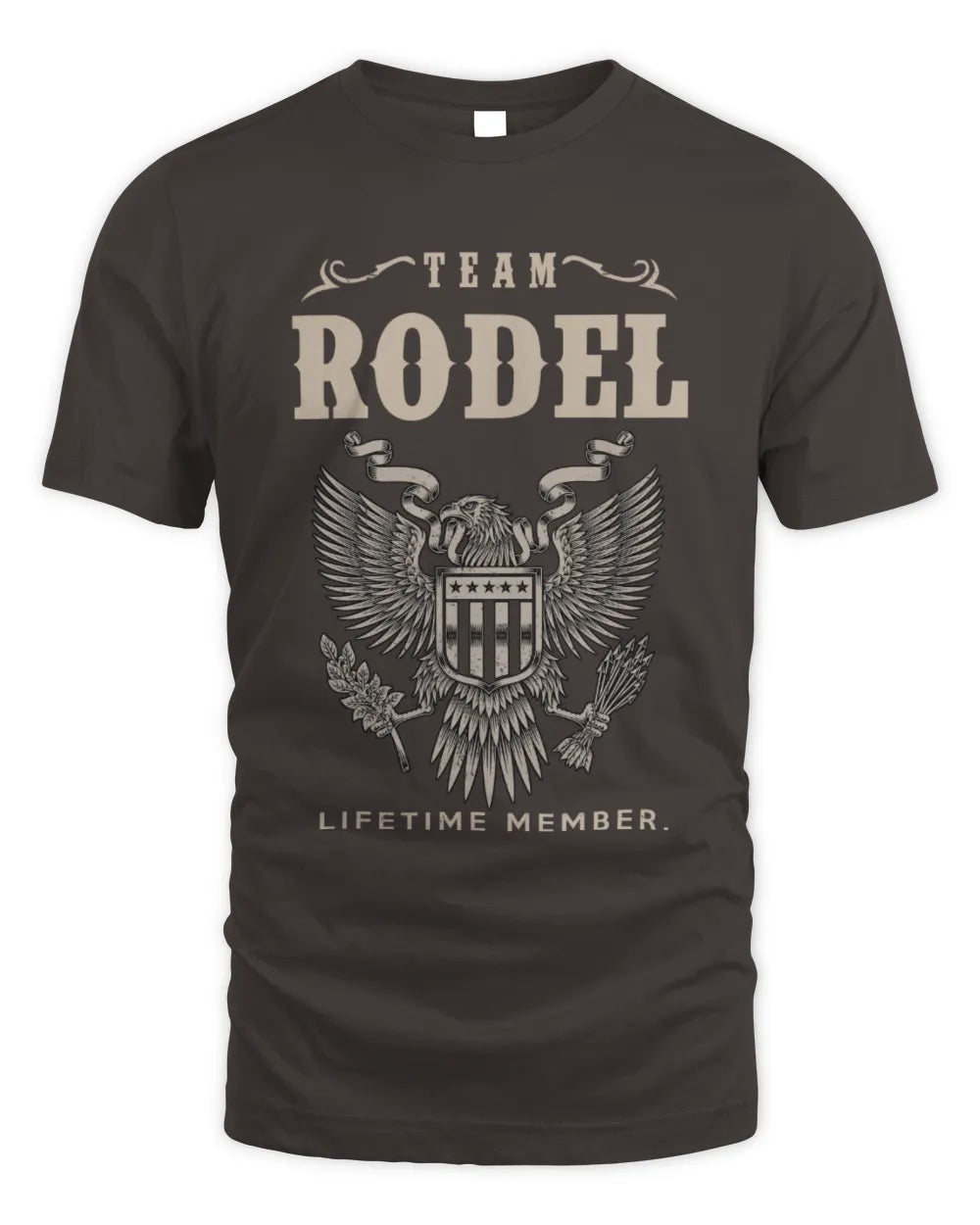 RODEL TP06-K82 – Personalized Classic Style Apparel “Team NAME Lifetime Member” - Unisex Standard T-Shirt - Dark Chocolate