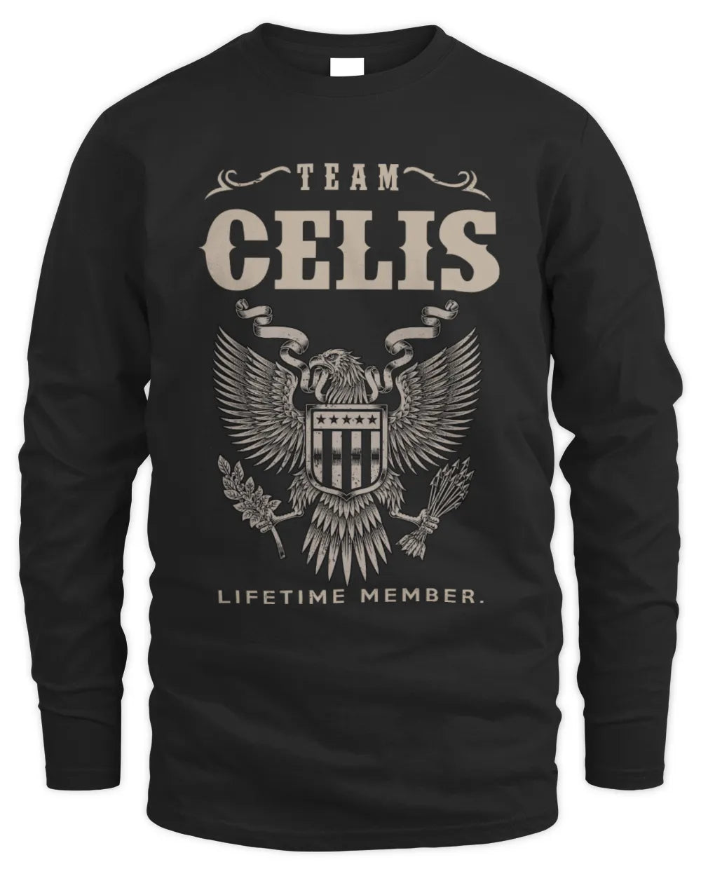CELIS TP06-K82 – Personalized Classic Style Apparel “Team NAME Lifetime Member” - Men's Long Sleeved T-Shirt - Black