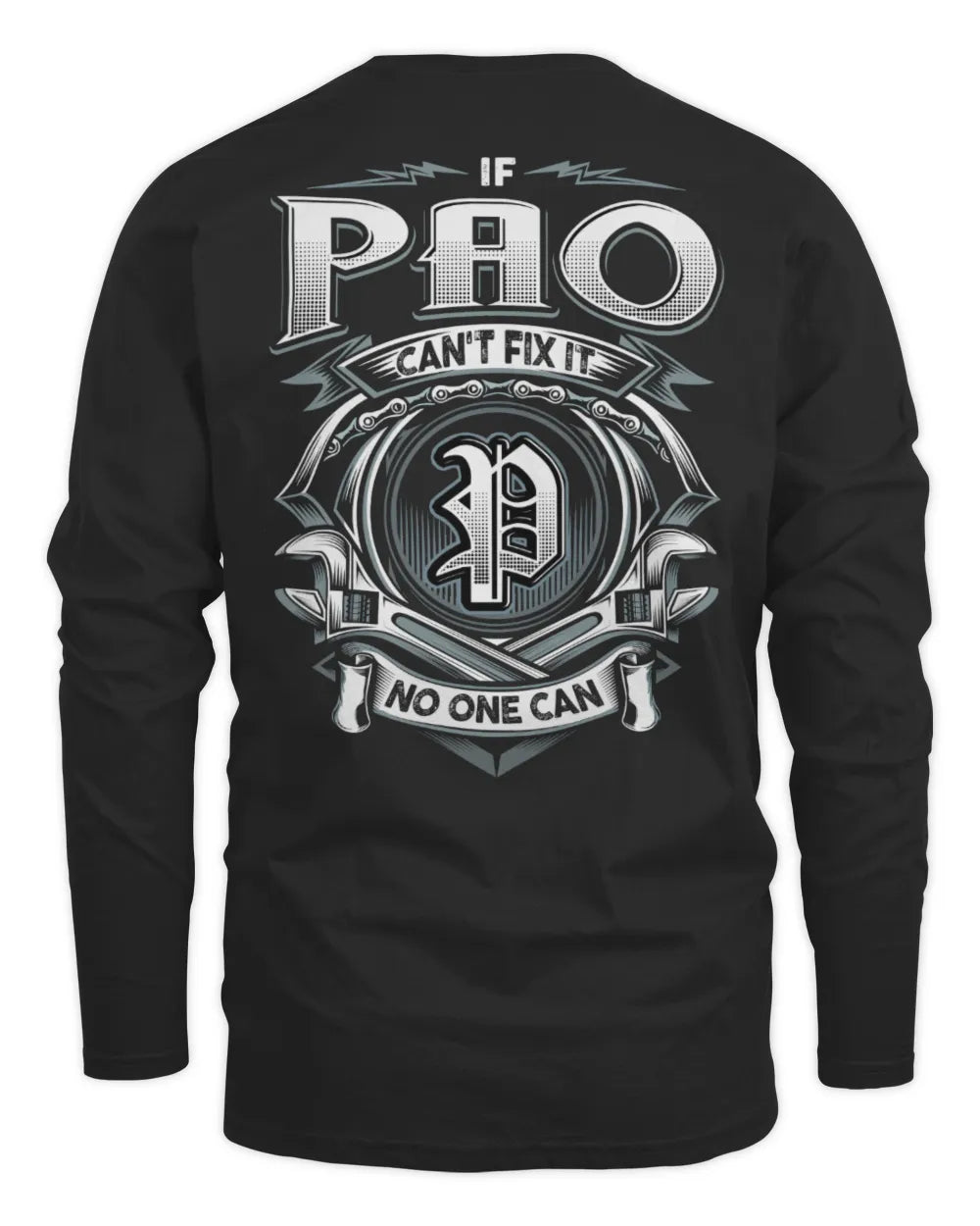 PAO AP81-K4-626 - Personalized Ahmed Quote Apparel “If Ahmed Can't Fix It, No One Can” - Men's Long Sleeved T-Shirt - Black