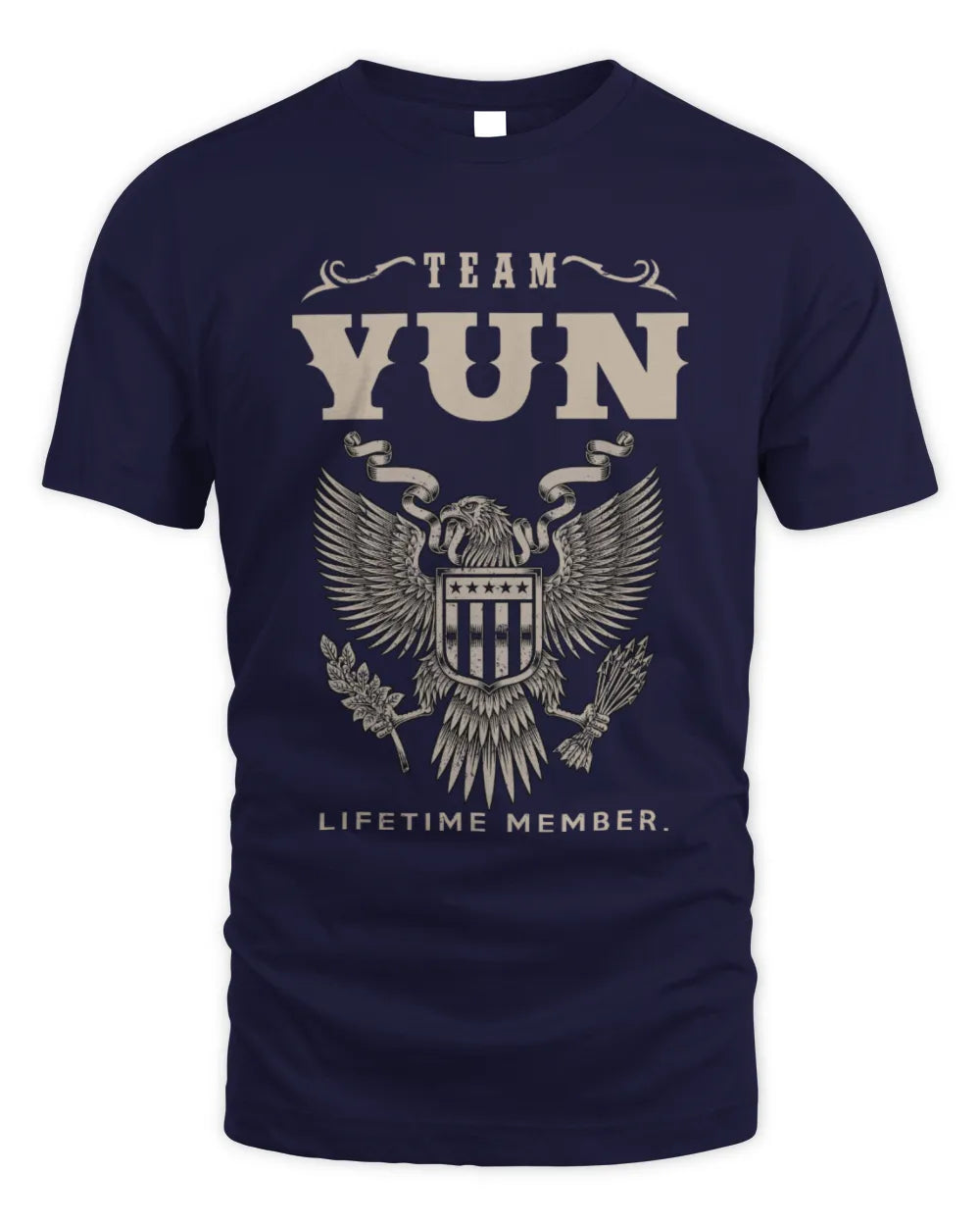 YUN TP06-K82 – Personalized Classic Style Apparel “Team NAME Lifetime Member” - Unisex Standard T-Shirt - Navy
