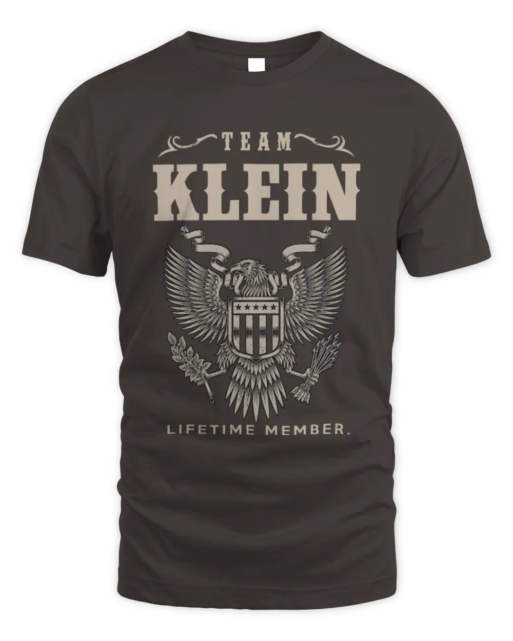 KLEIN TP06-K82 – Personalized Classic Style Apparel “Team NAME Lifetime Member” - Unisex Standard T-Shirt - Dark Chocolate